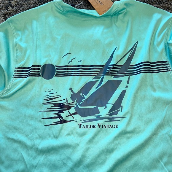 Tailor Vintage Quick Dry Pool Blue Activewear Shirt NEW Med - Picture 4 of 5